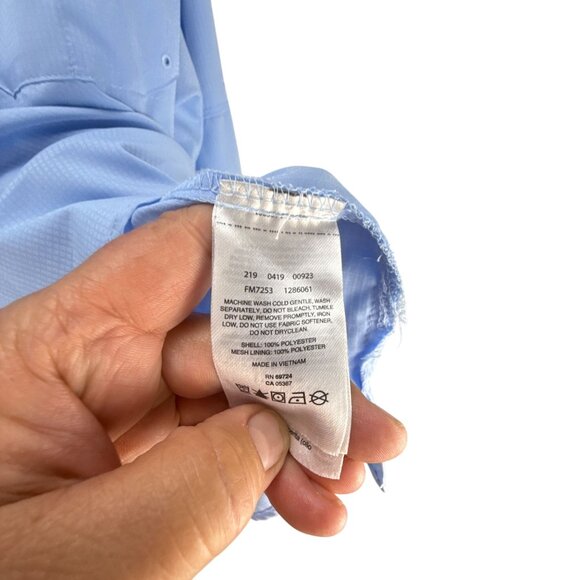 Columbia PFG Light Blue Shirt XXL Vented Button Up Pockets Fishing Outdoor - Picture 10 of 10